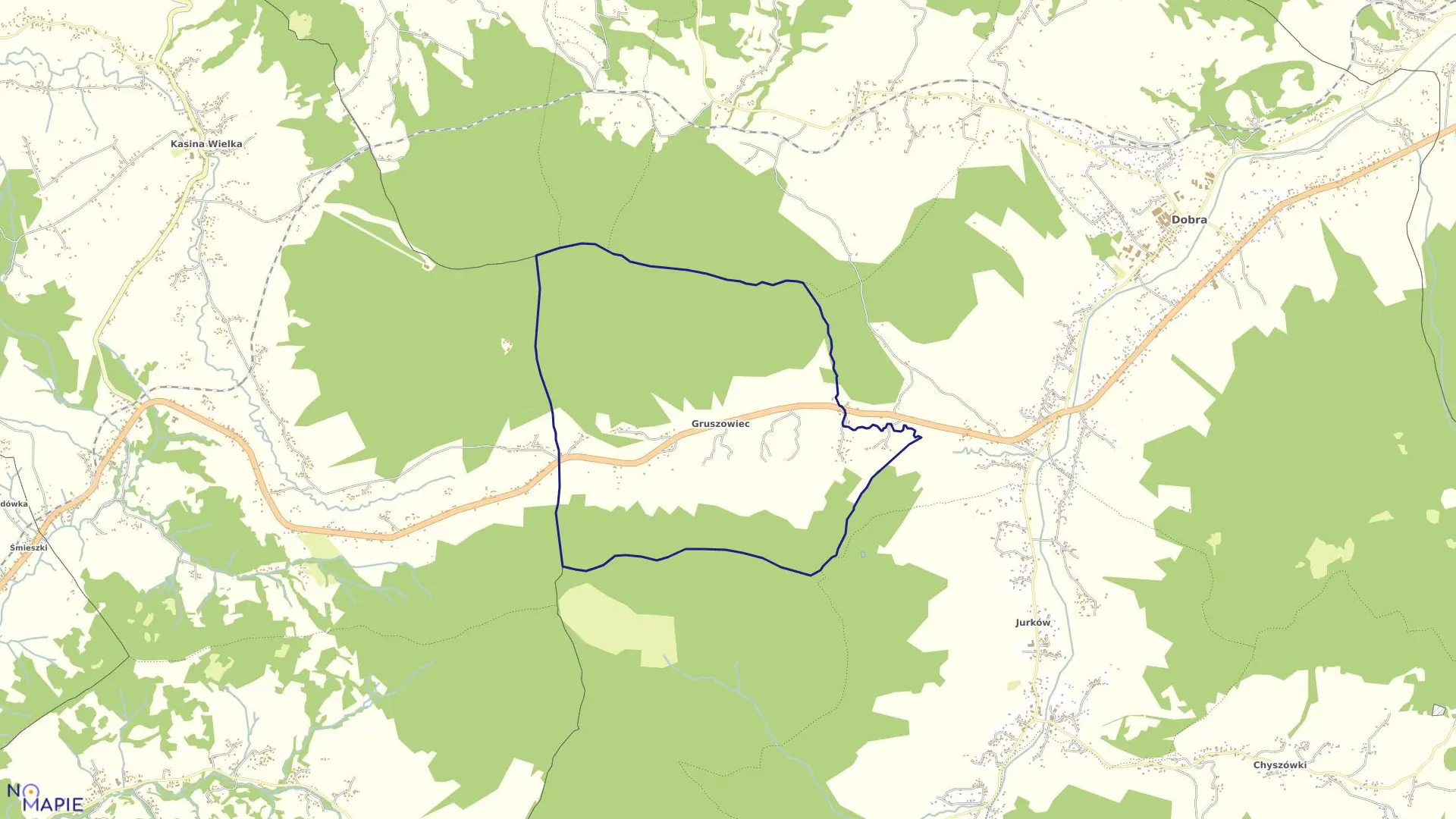 Mapa obrębu Gruszowiec w gminie Dobra