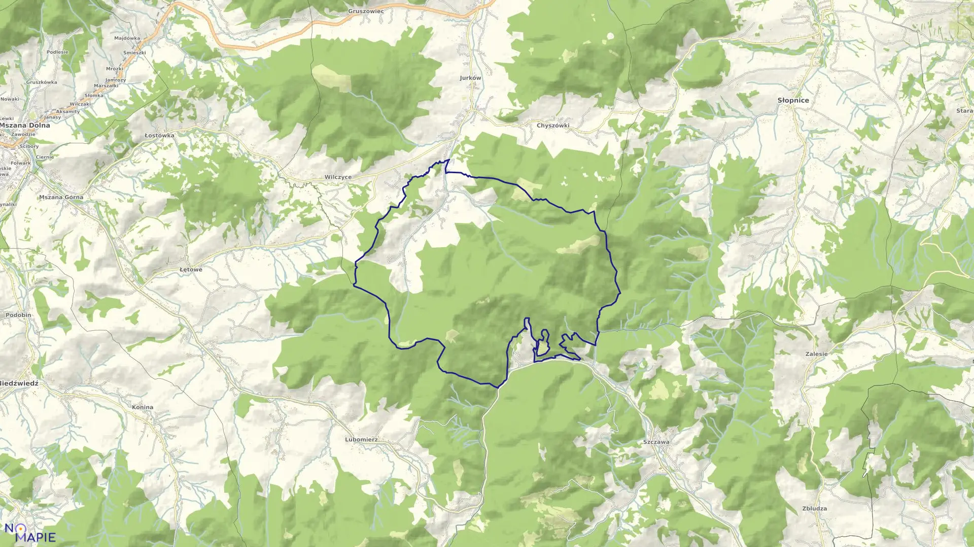 Mapa obrębu Półrzeczki w gminie Dobra