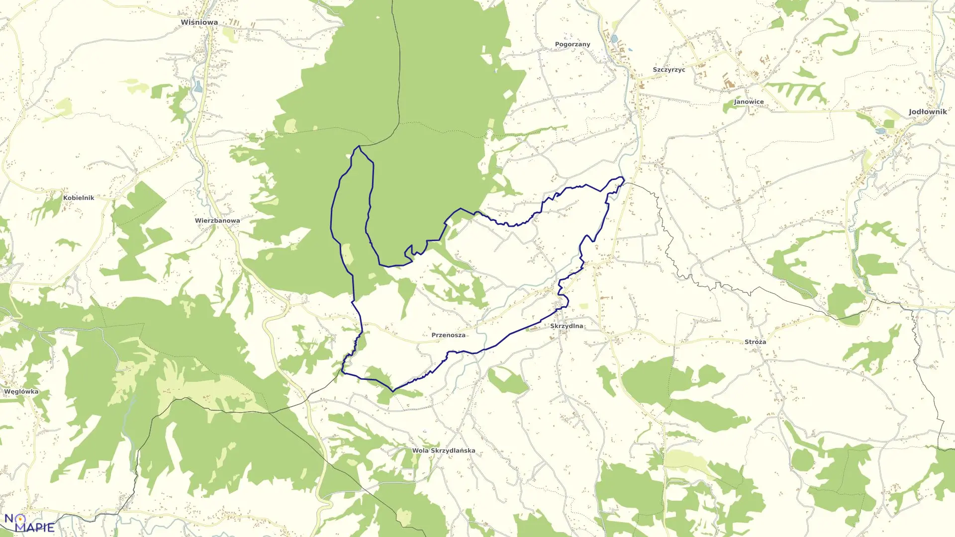 Mapa obrębu Przenosza w gminie Dobra